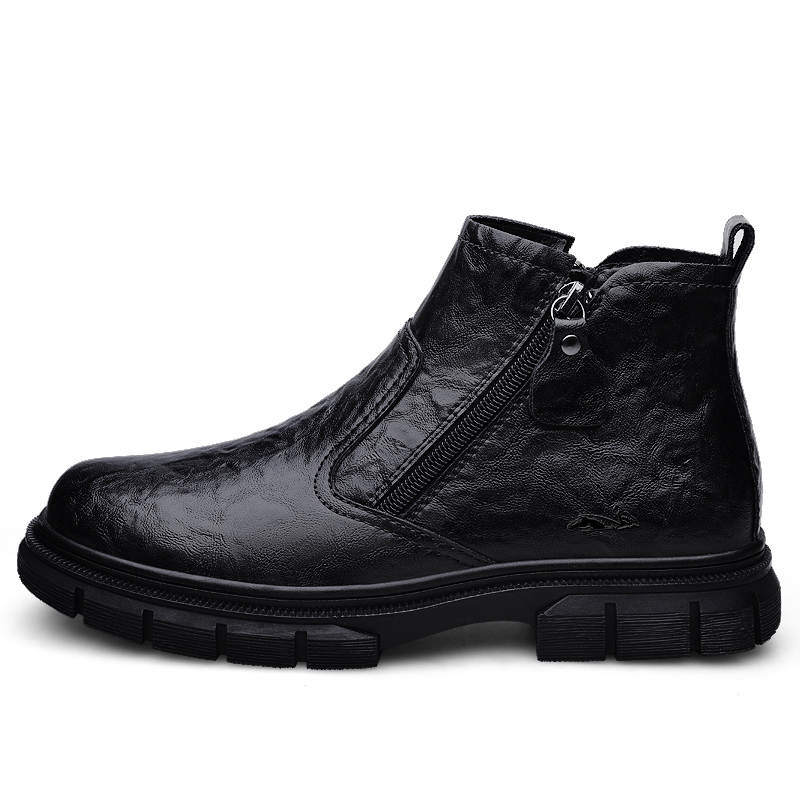 YINGLUNQISHI Cow Leather Ankle Boots Men's