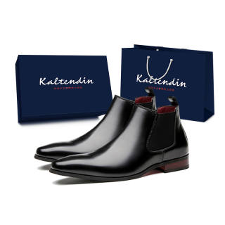 Kaltendin Cow Leather, Minimalist Style, Comfortable Classic Short Chelsea Boots Men's