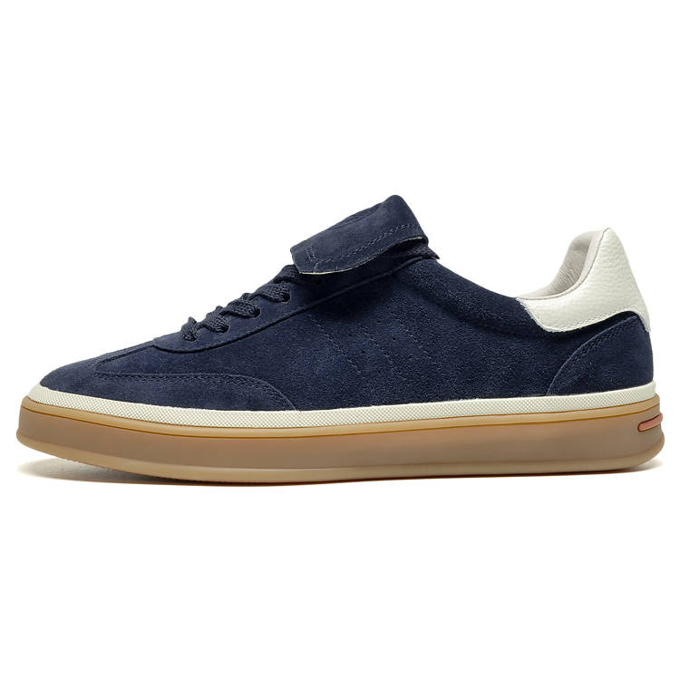 LEAVELAND Cow Split Leather Low top Skateboard Shoes Men's Blue
