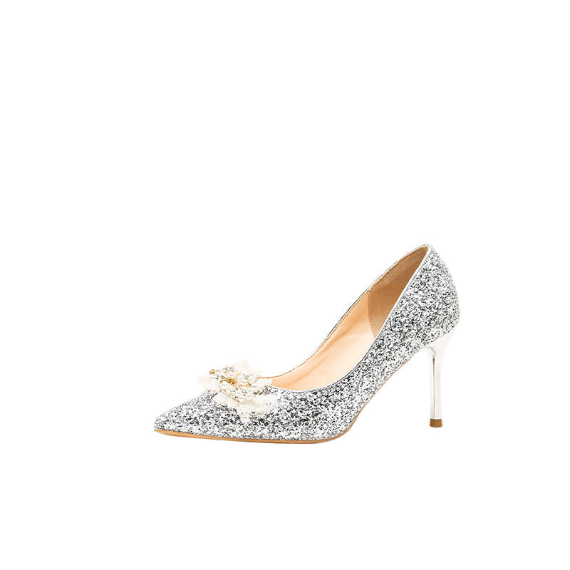Zubumei Leather Slim Heel High Heels Women's