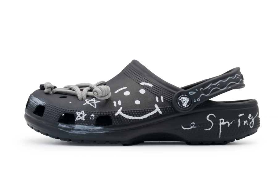 Crocs Crocs Classic Clog Smiley Face Graffiti EVA Clogs Unisex Black