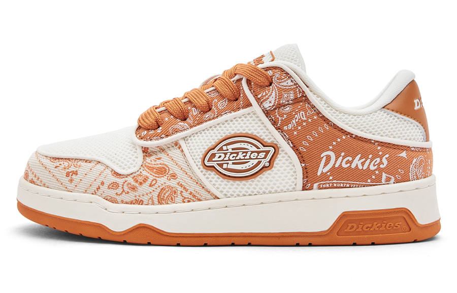 Dickies Synthetic Leather Lightweight Low top Skateboard Shoes Men's White Orange