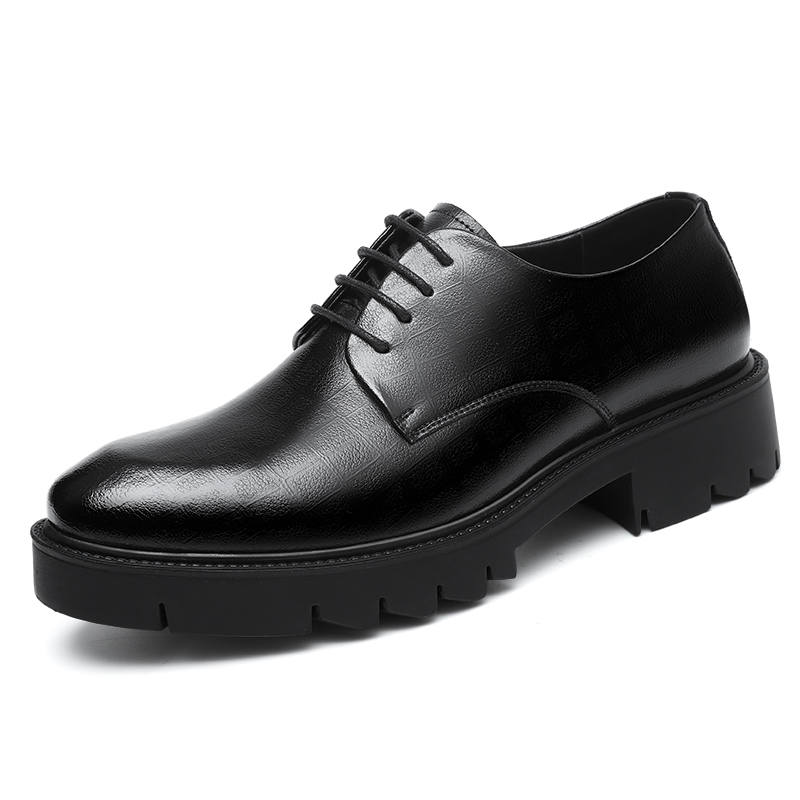 CITONGXIANSHENG Cow Split Leather Casual Shoes Men's Black