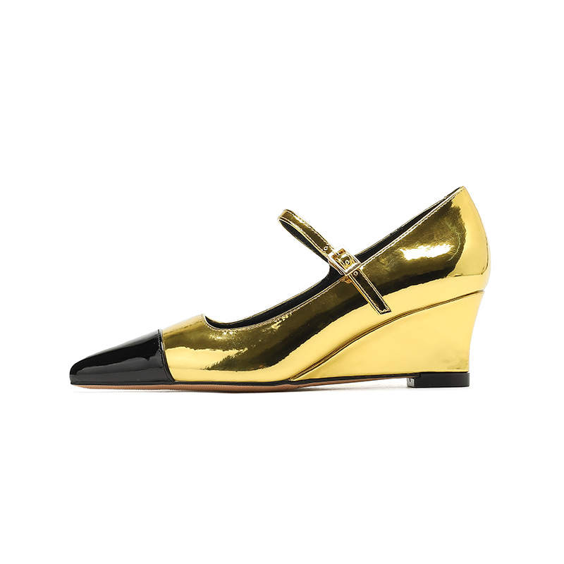 Zubumei Leather Wedge Heel High Heels 5CM Women's