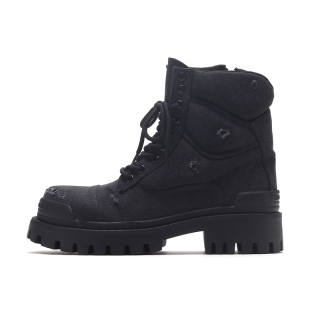 FEELDOTRENDS Denim Combat Boots 4.5cm Unisex Black