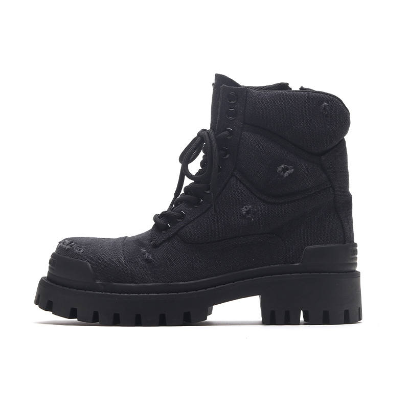 FEELDOTRENDS FEELDOTRENDS Denim Combat Boots 4.5cm Unisex Black