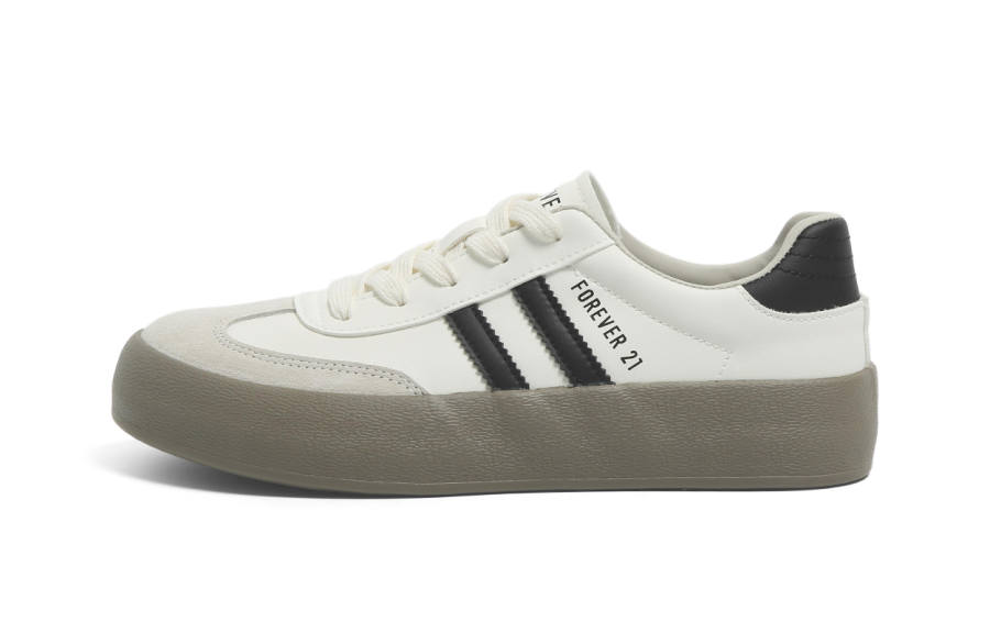 FOREVER 21 Slip Resistant, Abrasion Resistant, Breathable, Height Increasing Low top Skateboard Shoes Men's Beige Black