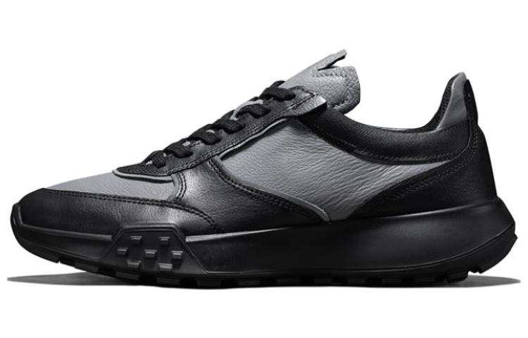 Ecco Vintage Running Shoe Collection Cow Leather Slip Resistant Abrasion Resistant Low top Casual Shoes Men's Black