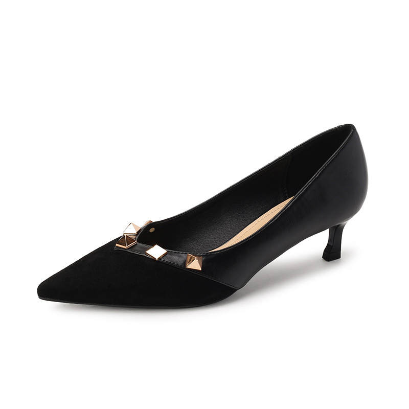 Qiandongmeili Slim Heel High Heels 5CM Women's Black