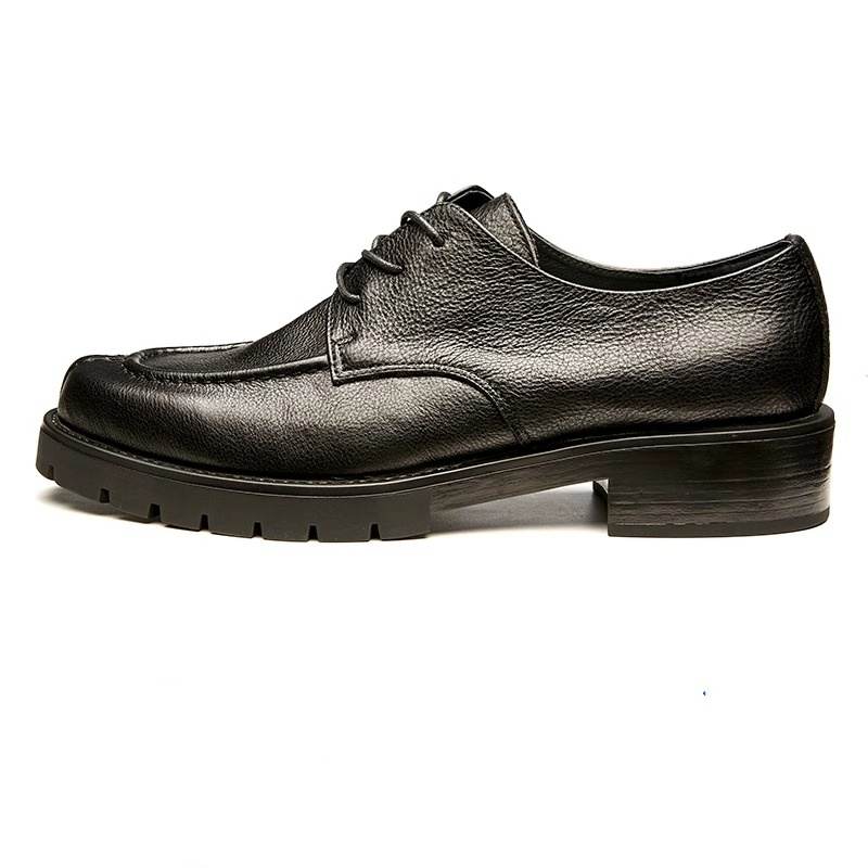 Brounvanm Top Grain Cow Leather Casual Shoes Men's Black