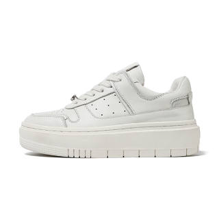 ONN Top Grain Cow Leather Height Increasing Low top Casual Shoes Women's White