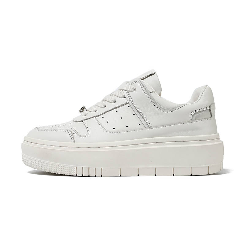 ONN Top Grain Cow Leather Height Increasing Low top Casual Shoes Women's White