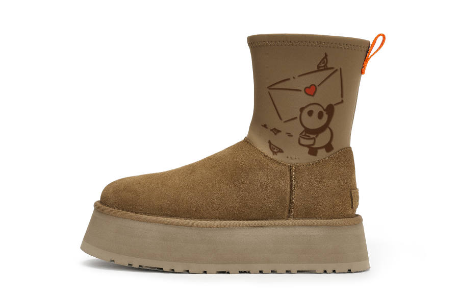 UGG Wondrous Brush Blossoms, Panda Express Fleece Lined, Vintage Maillard Style Ankle Boots Women's Chestnut Brown
