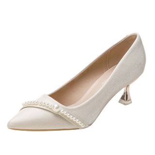 Pounise Slim Heel High Heels 5CM Women's Apricot