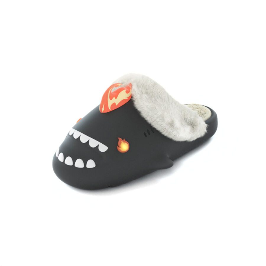 HelloSlippers Shark Winter Sharkicks Winter Fire Monster, Closed Toe Slippers Open Heel Unisex
