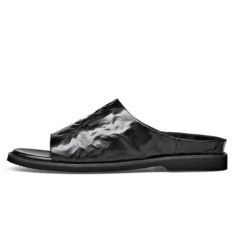 LUOMAIKE Sheepskin Slide Slippers Men's Black