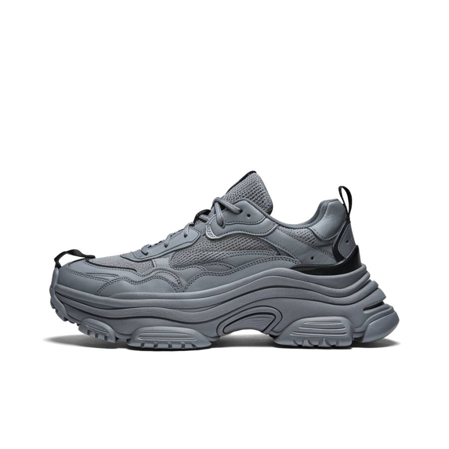 HACKBUTEER Pu Low top Chunky Sneakers Men's Gray