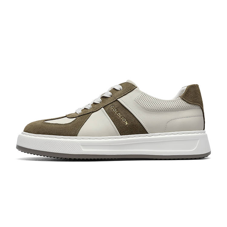 GOLDLION Top Grain Cow Leather Low top Skateboard Shoes Men's