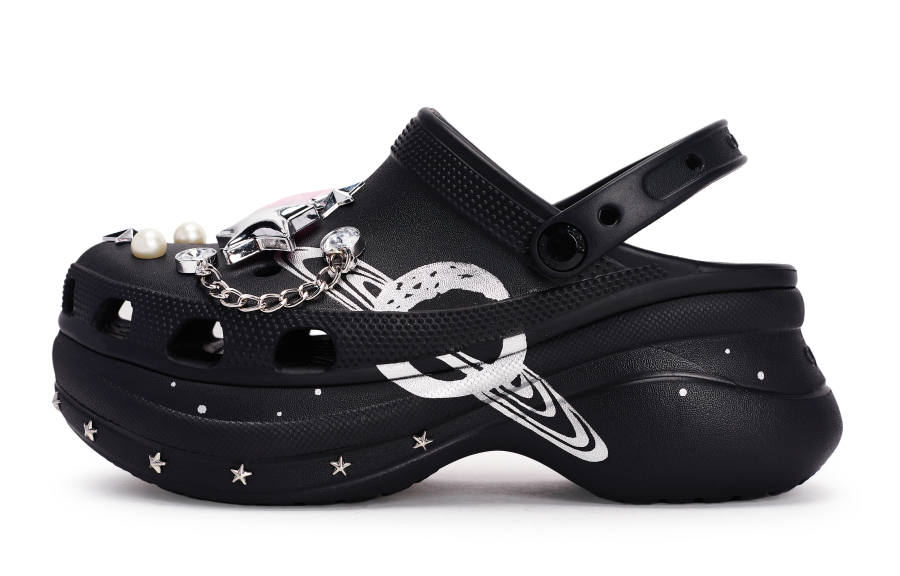 Crocs Bae Clog REGO Hot Dogs, Lost Saturn Clogs Women's Black Silver