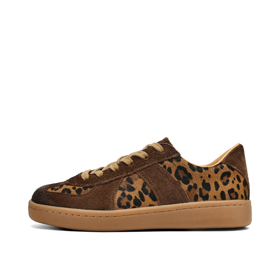 OCCAMAN Cow Split Leather Lightweight Low top Casual Shoes Women's Brown