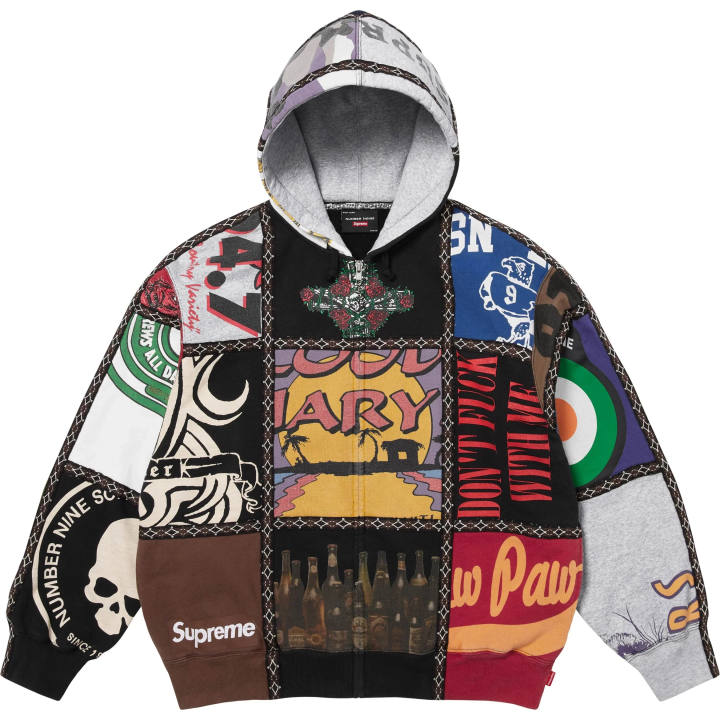 Supreme Supreme x NumberNine FW25 WEEK16 Patchwork Zip Up Hooded Sweatshirt Unisex