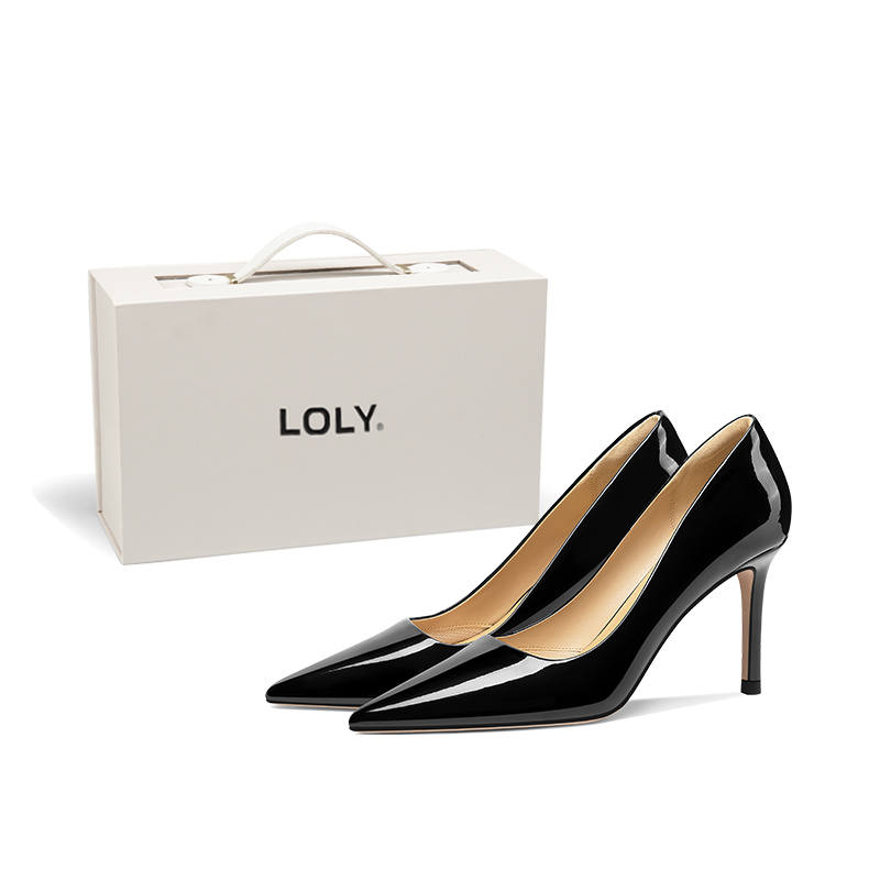 LOLY Patent Leather Nude High Heels Women's Box