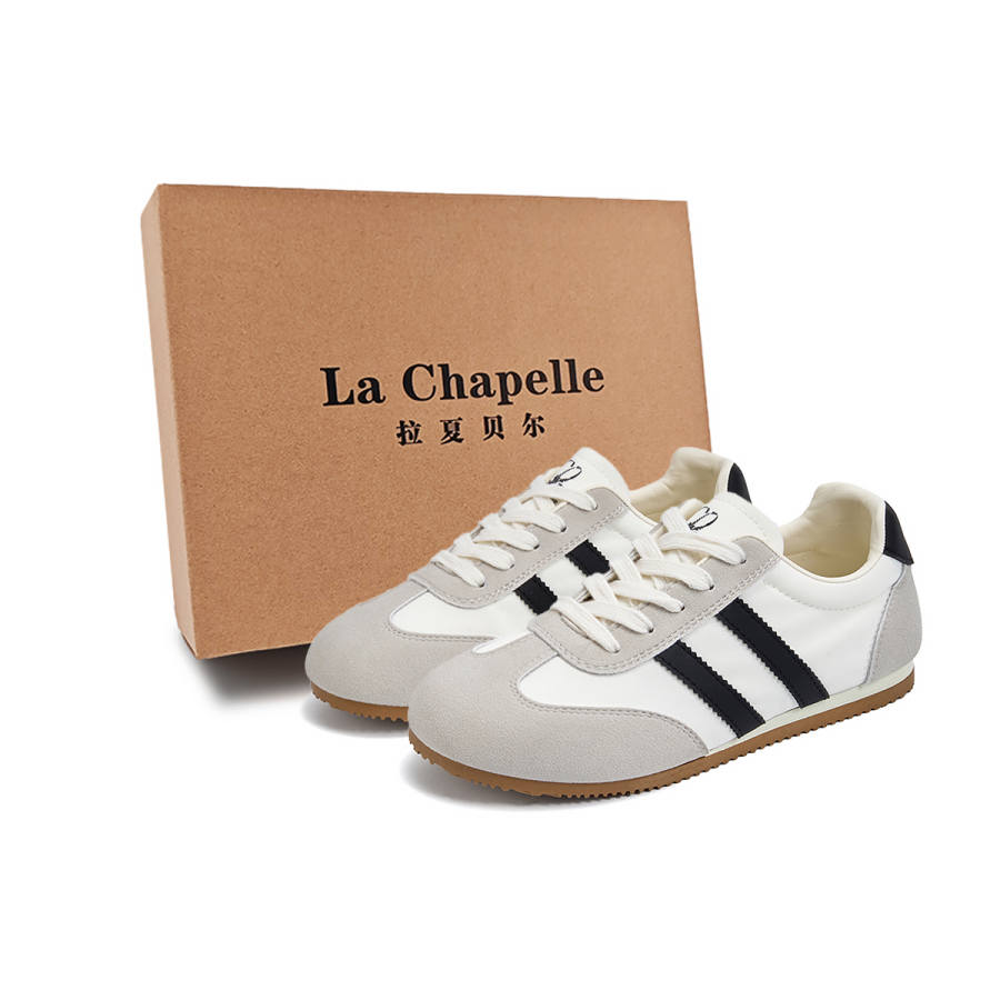 La Chapelle Light Haze Butter Gray Fashion German Army Trainers, Korean Style, Soft Rebound Sole Fabric