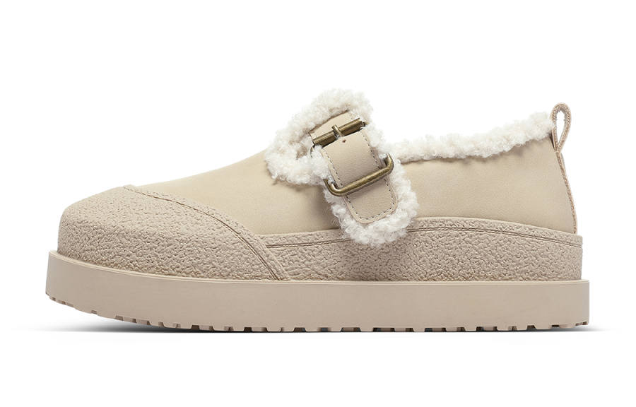 C°BANNER Textile, Synthetic Leather Fleece Lined Thermal Flat Low top Casual Shoes Women's Beige