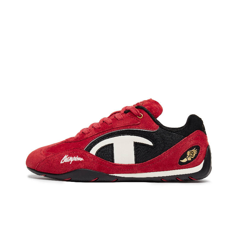 Champion Racing Textile, Synthetic Leather Low top Casual Shoes Men's Aurora Red Black