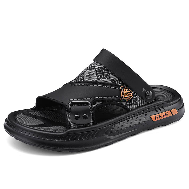 NANJIREN Beach Sandals Men's Black/Khaki