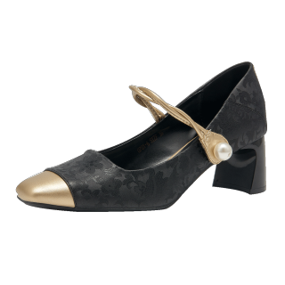 GUDIANFENGDU PU, Textile Chunky Heel Mary Jane Shoes 5.5cm Women's