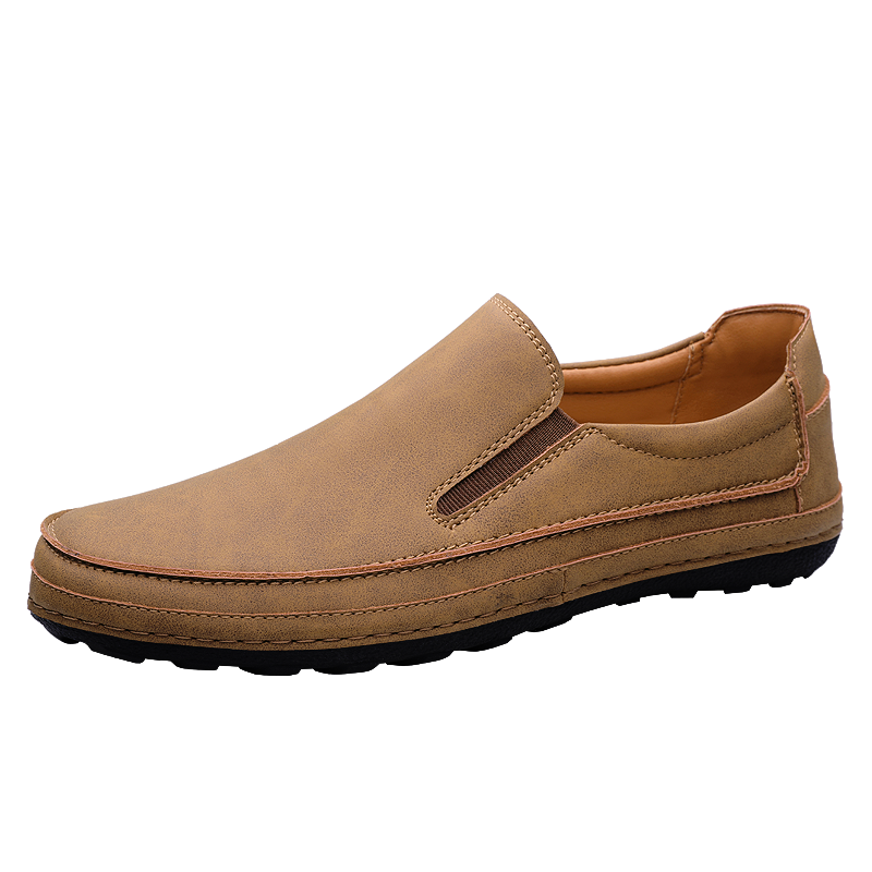 GONGNIUMEILI Casual Leather Shoes Men's Low Top Light Brown/Green/Black