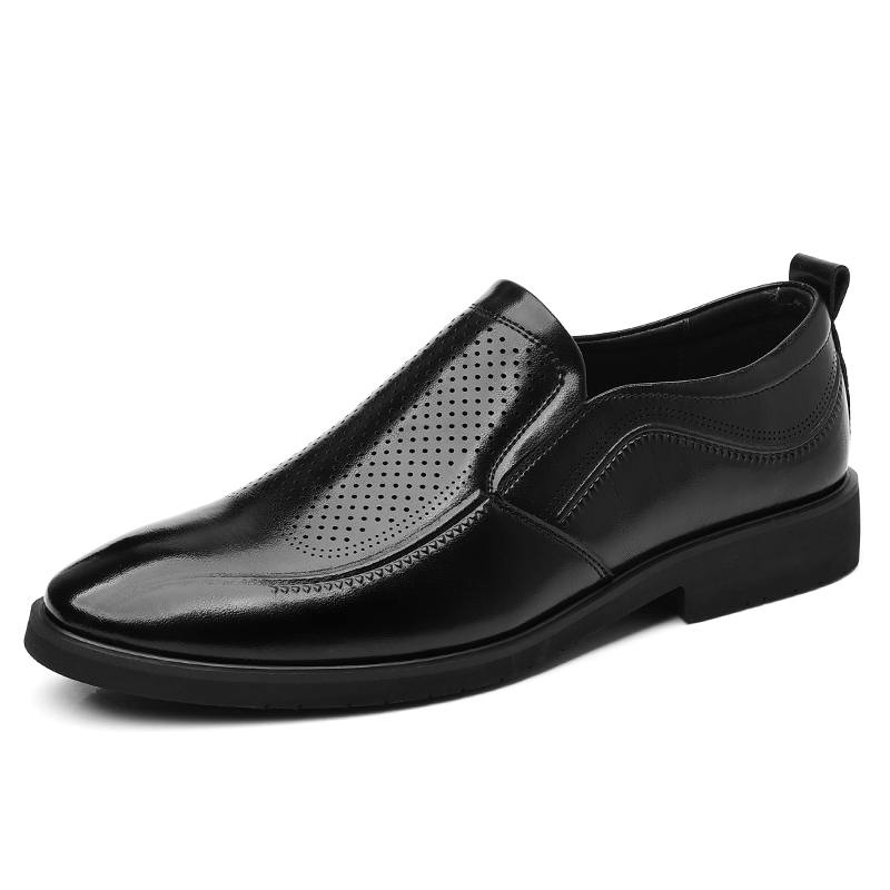 Shanpijiang Casual Leather Shoes Men's Low Top Black/Brown