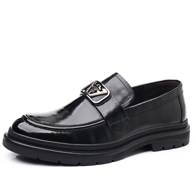 KACHILANG Cow Split Leather Casual Shoes Men's Black