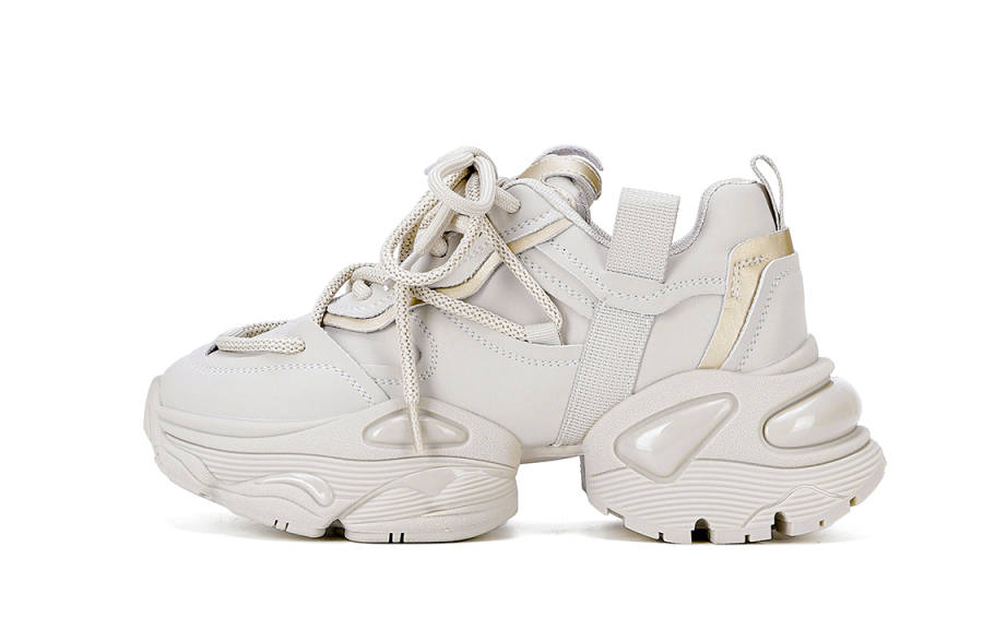 VEDULLAR Synthetic Leather Mid top Chunky Sneakers Women's 7cm Heel Height