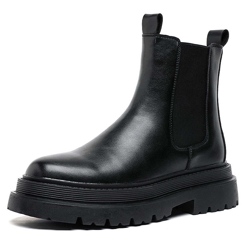 KAQIAODI Microfiber Leather Short Chelsea Boots Men's Black