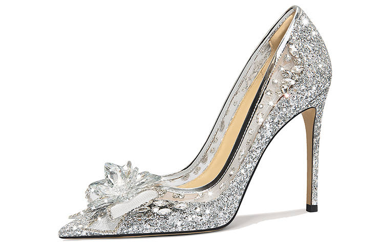 Lily Wei Starry Night Pu Slim Heel High Heels 10cm Women's Silver
