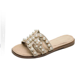 MADALLO Rubber Abrasion Resistant Slide Slippers Women's Apricot