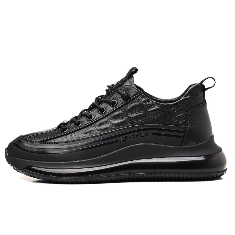 POPULAR ROUSE PR Cow Split Leather Low top Casual Shoes Men's Black