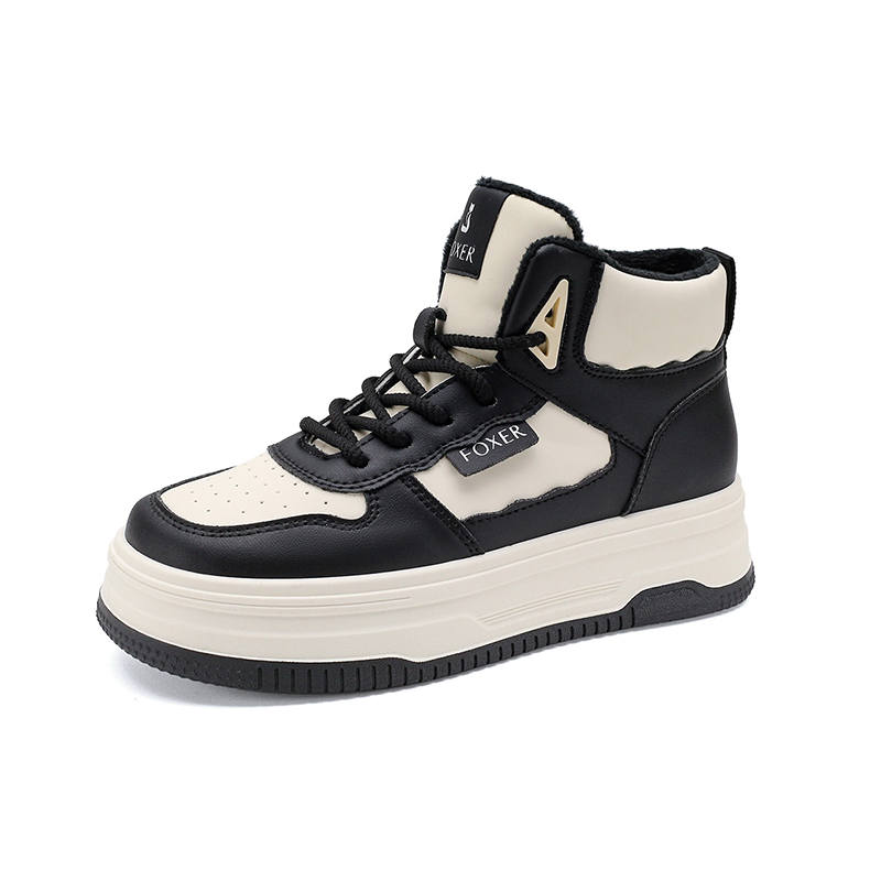 Marino Orlandi FOXER x Marino Orlandi Synthetic Leather High top Casual Shoes Women's Ecru/Black