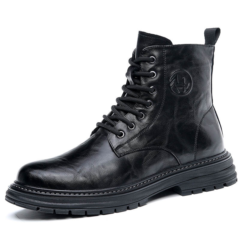 KACHILANG Cow Split Leather Short Combat Boots Men's