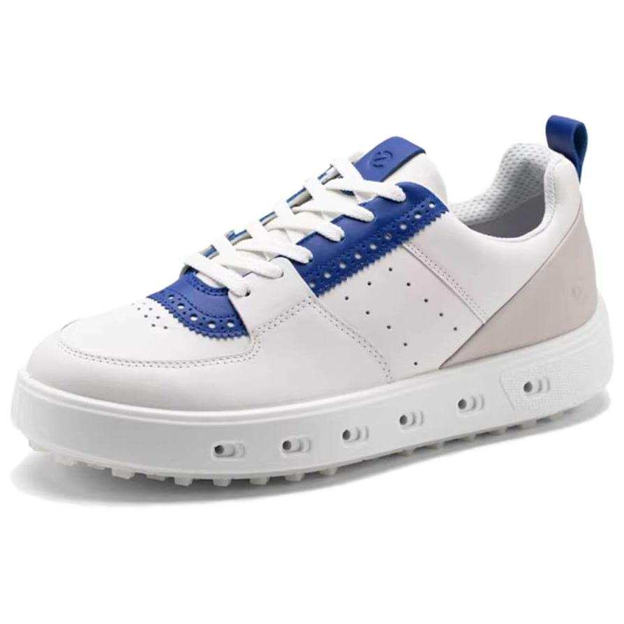 Ecco Street 720 Series Cow Leather Fashion Wear resistant And Lightweight Low top Golf Shoes Men's White Gray Blue