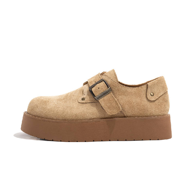 LAOMIAO Cow Suede Casual Shoes Women's Camel