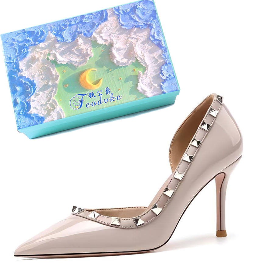 Feo Dvke Pu Slim Heel High Heels 8cm 10cm Women's Gift Box Set
