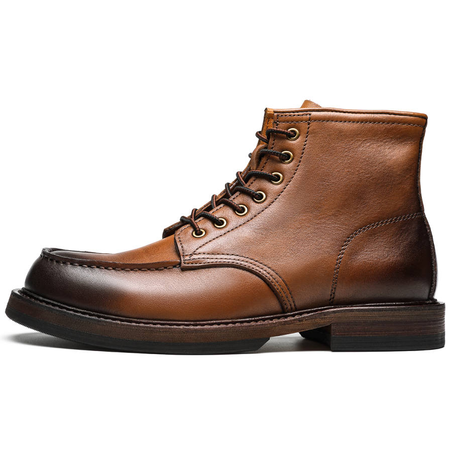 DIENGRLEY Top Grain Cow Leather Short Combat Boots Men's