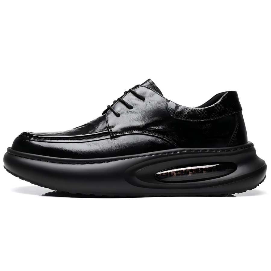 15 MINS Top Grain Cow Leather Men's Casual Shoes Men's Black