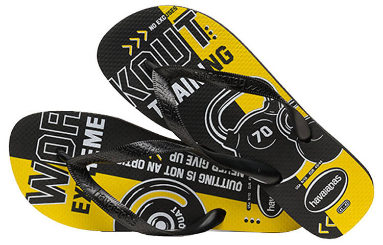 Havaianas Top Athletic Beach Flip Flops Men's Black Yellow