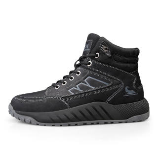 BECK Top Grain Cow Leather Abrasion Resistant Slip Resistant High top Casual Shoes Men's Black