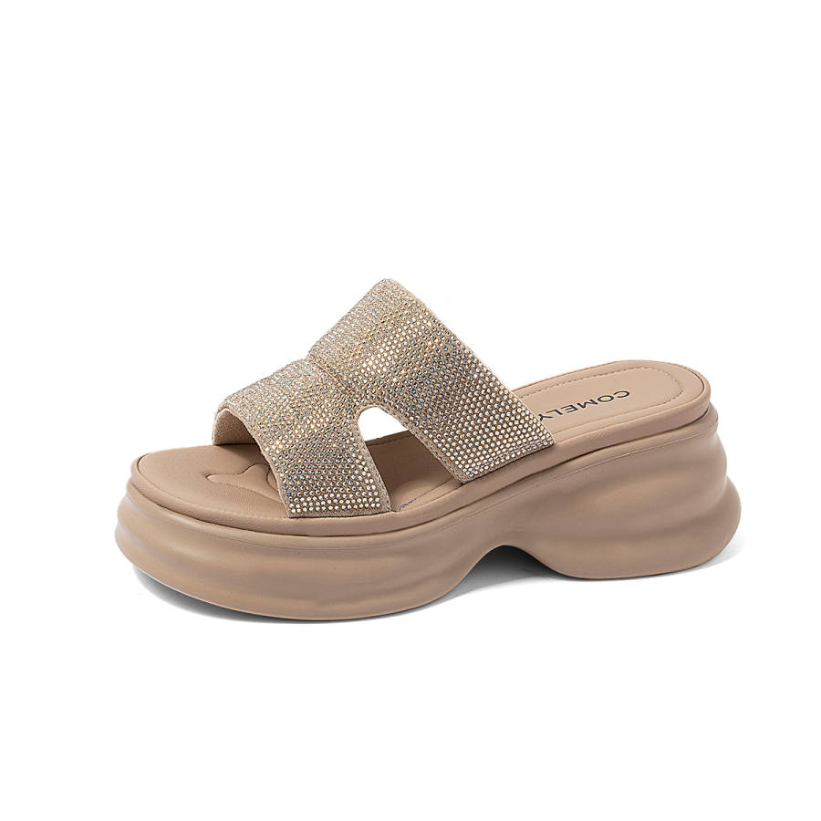 COMELY Slide Slippers Women's Black/Apricot