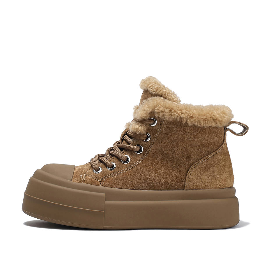 BELLALILY Cow Split Leather Thermal Snow Boots Women's